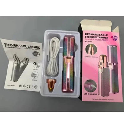 2-in-1 Rechargeable Eyebrow & Facial Hair Remover – Painless Flawless Trimmer for Women