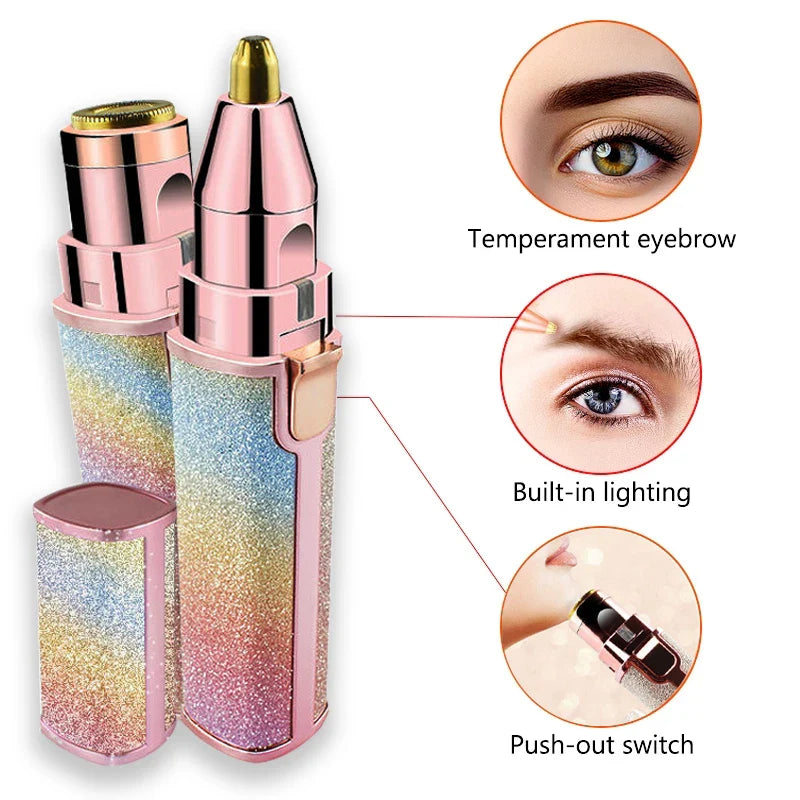 2-in-1 Rechargeable Eyebrow & Facial Hair Remover – Painless Flawless Trimmer for Women