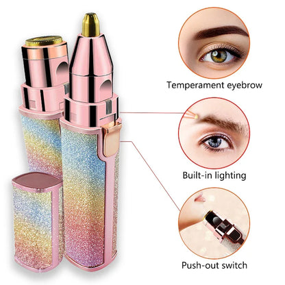 2-in-1 Rechargeable Eyebrow & Facial Hair Remover – Painless Flawless Trimmer for Women