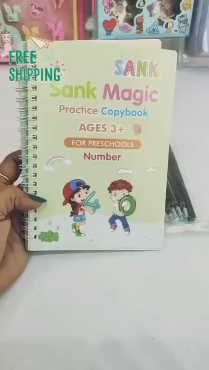 Sank Magic Book Set – Pack of 4 Books with Magic Pen & 10 Refills for Kids Age 3+